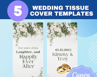 5 Wedding Tissue Cover Bundle Templates |Wedding templates| Drag and Drop | Marriage Templates| Wedding Tissue | Editable Canva Template