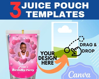 Juice Pouch Template| Juice Bag Label|Party Favors Templates | Juice Bag | Party Labels | Drink Labels | Custom Juice Pouch Labels | Sticker