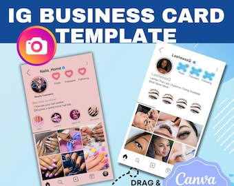 IG Business Card Template |  Nail Business Cards | Template | Beauty Business Card Template | Canva Edit |Drag and Drop Files | DIY Template