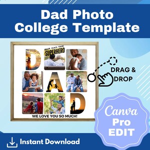 Father&#39;s Day Picture Frame Template |Dad Photo Frame| Drag and Drop Template |Photo Collage| Gift for Dad| Editable Canva Template| Dad Gift