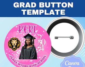Graduation Button Design Template | Editable Canva Template | Grad Memorial Template |DIY Craft |Viral acrylic button |Keyring Template