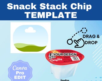 Snack Stack Chip Template | Editable Canva Template |Chip Label Template |DIY Craft |Chip Topper |Canva Template | Party Favors for Chips
