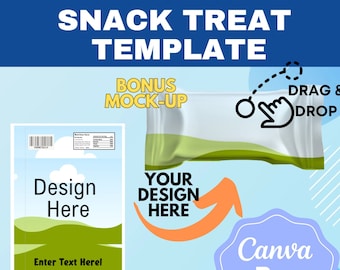 Snack treat Canva Template | Blank Snack Template |  Editable Template| Custom Made Snack Treat Template | Party Favor Template DIY | Canva