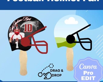 Football Helmet Fan Template| Custom Sport Fan| Fan Template| Sports Fans |Canva Edit| Paddle Fan | Personalized Sport Fans