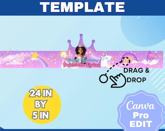 Crown Party Hat Template |Editable Canva Template| Hat Template |DIY Craft |Hat Topper |Canva Template | Party Favors | Party decor |Hat