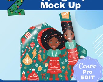 2 Wrapping Paper Mock-up Design | Canva Edit |Wrapping paper template | Holiday gift Template | Design for Mocks for Christmas Gifts| Canva
