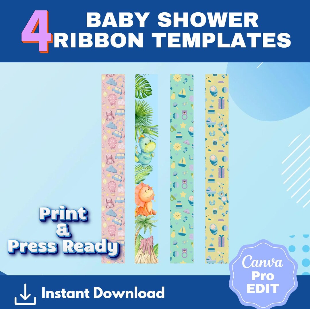 4 Baby Shower Ribbon Designs Canva Edit Baby Announcement Ribbon ...