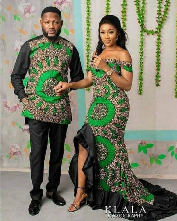 african couple wedding attire