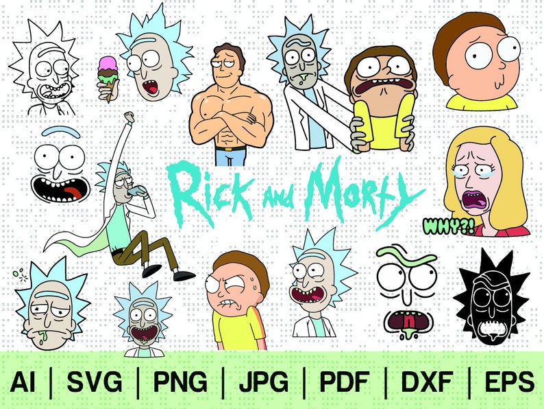 Download Rick and morty svg clipart cricut bundle kit instant ...