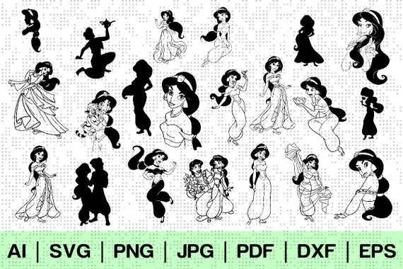 Download 21 Jasmine Disney Princess Svg Silhouette Bundle Kit Instant Etsy