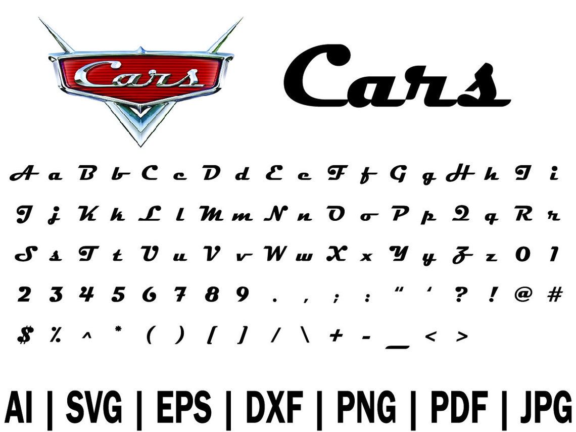 Disney Cut File Disney Font Svg Font Cars Letters Svg Cars Font Svg ...