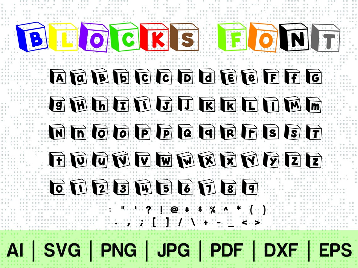 Toy blocks font svg instant download Etsy