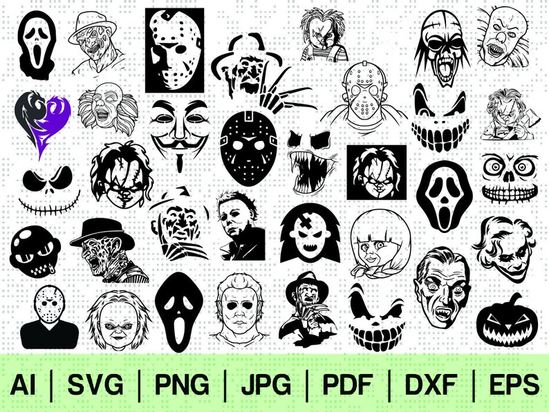 Download 35 horror movie svg villain bundle kit halloween scary ...