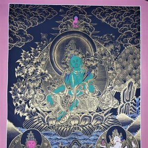 Hand painted Original Green Tara/ Shyamatara/ Female Buddha Masterpiece Tibetan Thangka /Thanka Painting/Wall Hanging  From Nepal