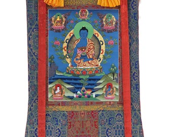 薬師如来曼荼羅タンカ画、チベット仏教美術、手作り壁掛け - Etsy 日本