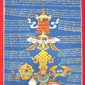 Original Hand Painted ASHTAMANGALA/ Eight Auspicious Symbols Tibetan Meditation Thangka / Thanka Painting from Nepal
