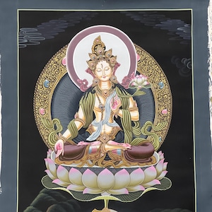 Original Handgemalte Die Weiße Tara / Mutter Tara Hochwertige Meister Newari Pauva / Paubha / Thangka Malerei Mitgefühl Meditation Kunst