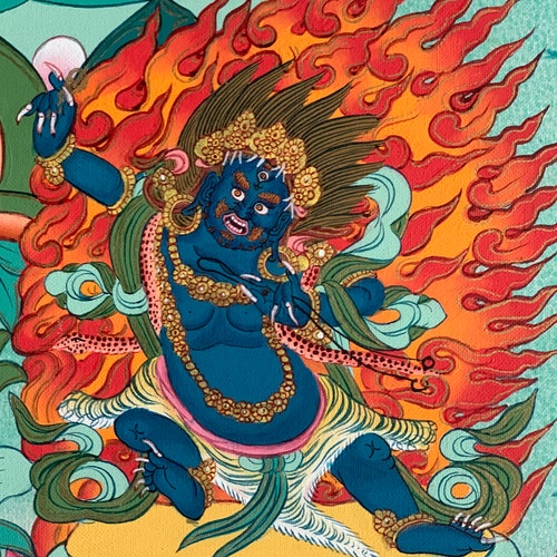Hand-painted, Manjushri, Jampalyang, God of Divine shops wisdom, Master Quality, Thangka Painting 15x20-Inch
