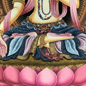 White Tara Newari Paubha Thangka | Hand Painted Buddhist Art | Masterpiece Meditation Painting image 9