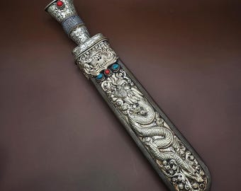 Handmade Tibetan Paper Knife – Nepal Artisan Letter Opener with White Metal Handle & Iron Blade
