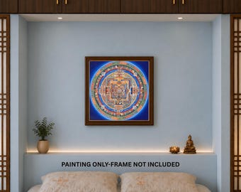 Kalachakra Mandala Tibetan Thangka Painting – Wheel of Time Meditation Art 24 x 24 -inches