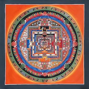 Hand Painted Kalachakra Mandala Thangka | Tibetan Wheel of Life Art | Meditation & Compassion Masterpiece | Authentic Nepalese Painting