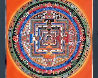 Hand Painted Kalachakra Mandala Thangka | Tibetan Wheel of Life Art | Meditation & Compassion Masterpiece | Authentic Nepalese Painting