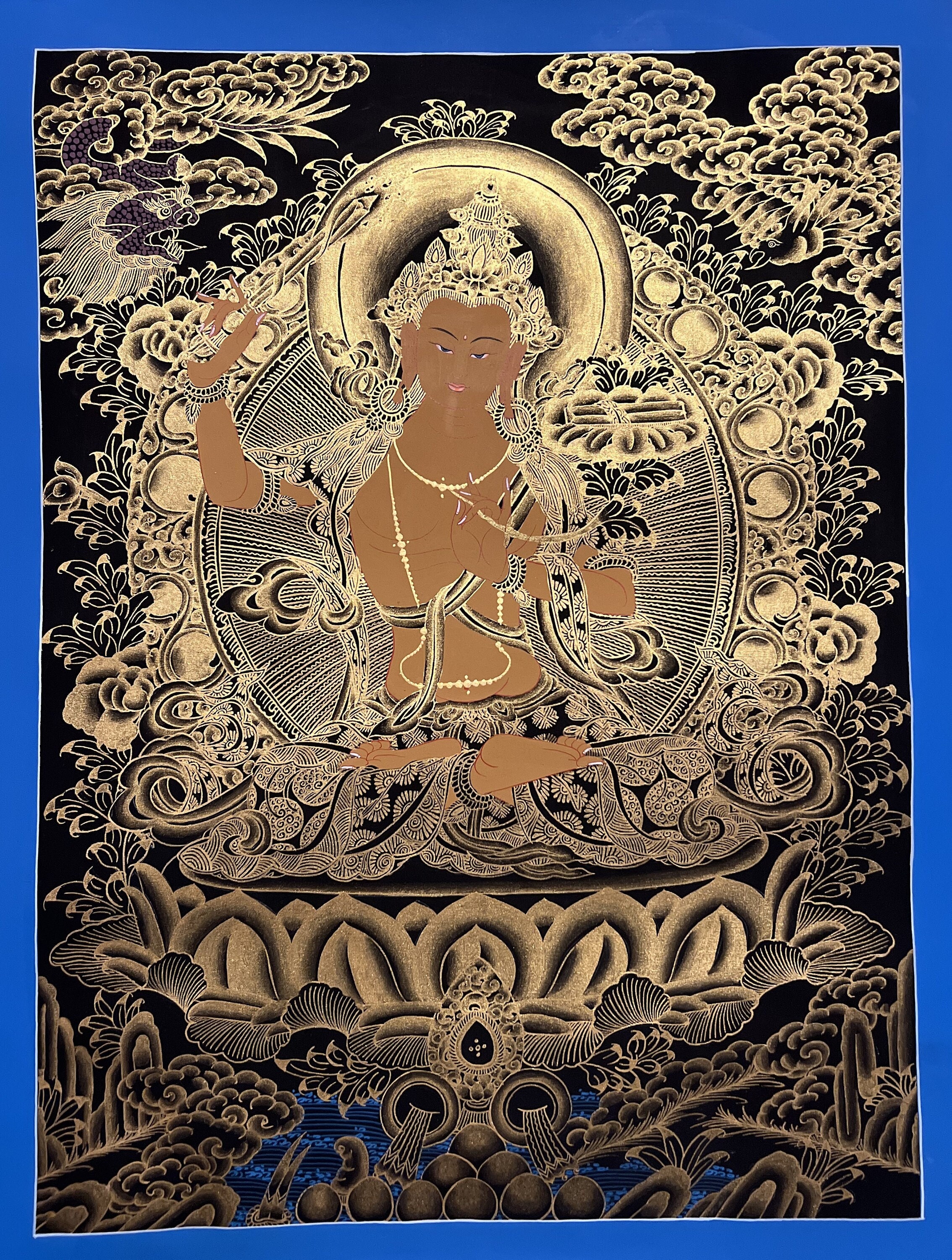 Hand-painted Manjushri Thanka: Gold Tibetan Wisdom Art - Etsy Canada