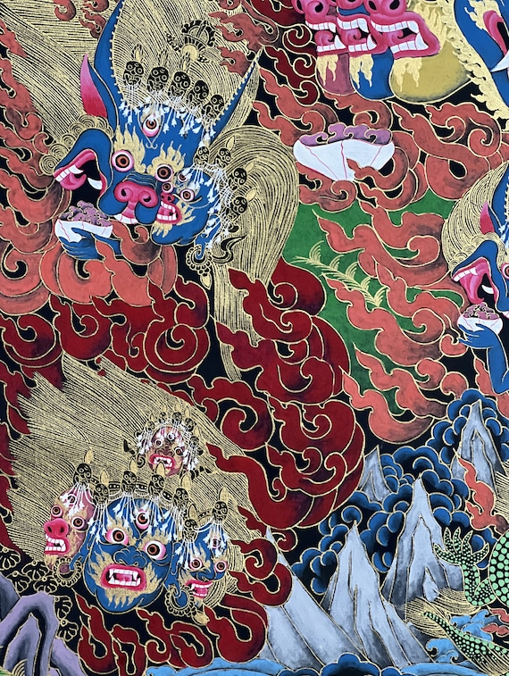 手描きのヤマンタカタンカ – 怒りに満ちたチベット仏教美術 - Etsy 日本