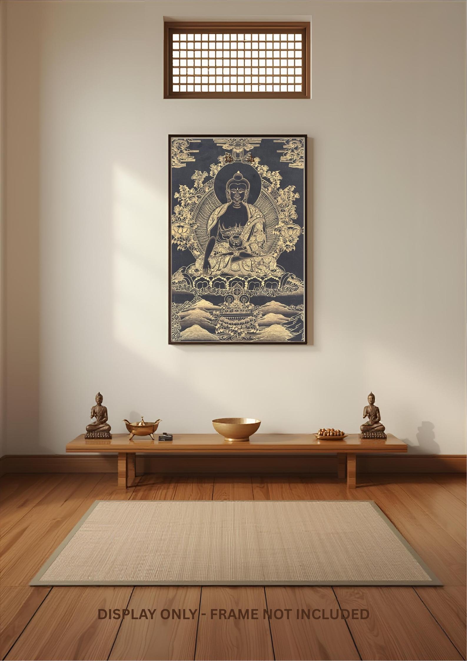 黒と金の釈迦牟尼仏タンカ画｜チベット仏教の伝統的な壁画 - Etsy 日本