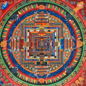 Original Hand-painted Master Quality Kalachakra Mandala/ Wheel of Time Tibetan Thangka Painting image 3