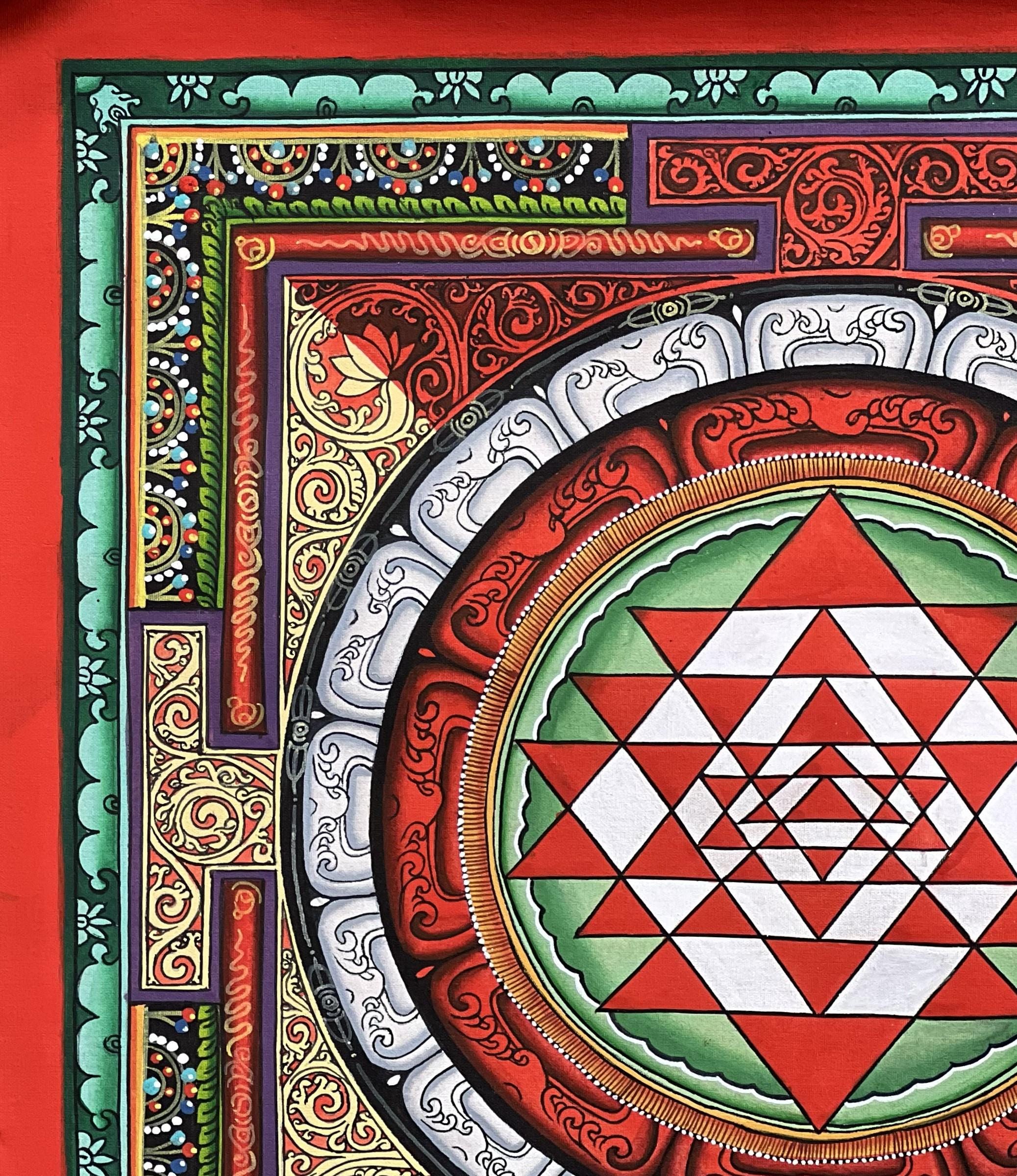 ボリウッド　ヴィンテージ　ポスター　SHAKTI　シャールク　アイシュワリヤ Hand-painted Sri Yantra Art | Newari Paubha, Sacred Geometry