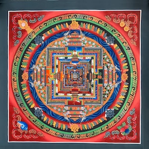 Original Hand-painted Master Quality Kalachakra Mandala/ Wheel of Time Tibetan Thangka Painting image 1