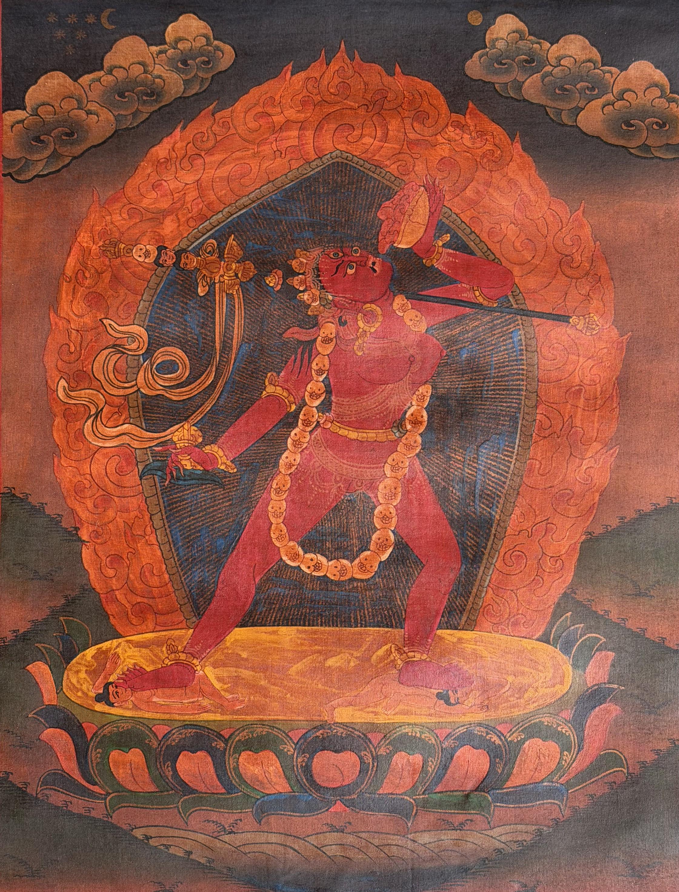 Vajrayogini Thangka | Oil-varnished Hand-painted Tibetan Tantra