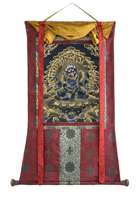手描きのマハーカーラタンカ｜黒と金のチベット仏教美術 - Etsy 日本