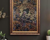 【手描き】五路財神 タンカ 額装付き 20x20cm 金運・開運 仏教美術 手描きのパルデン・ラモ・タンカ｜黒と金の仏教美術 - Etsy 日本