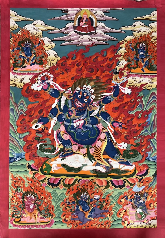 手描きの六臂のマハカラタンカ絵画、ネパール - Etsy 日本