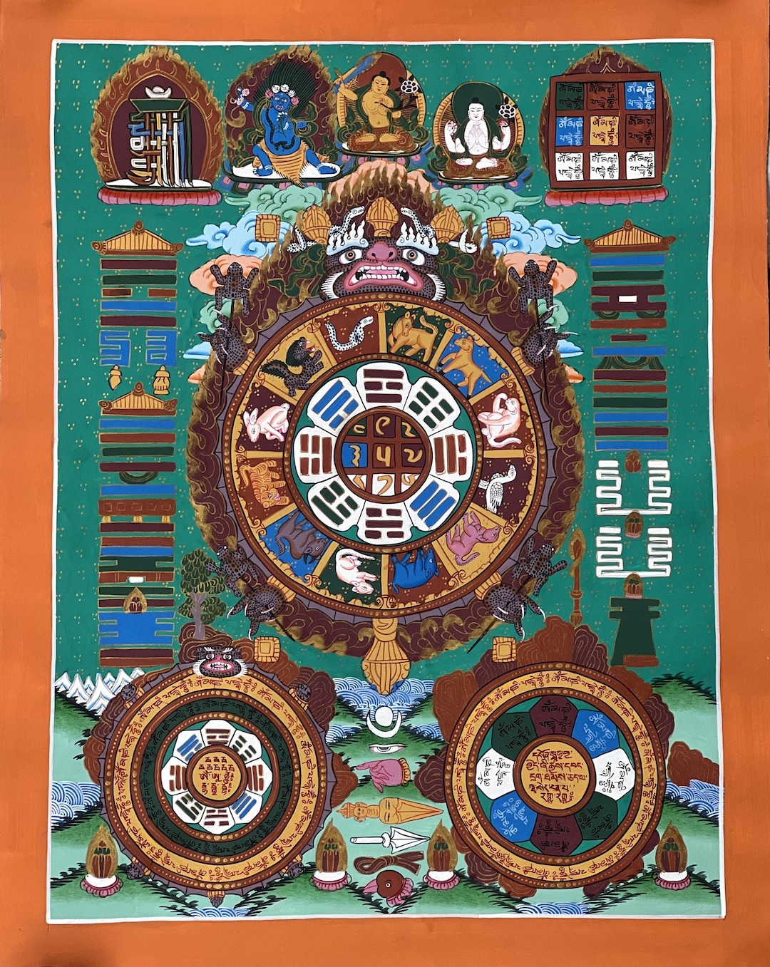 Tibetan Astrology Thangka | Hand-painted Horoscope Mandala | Turtle ...