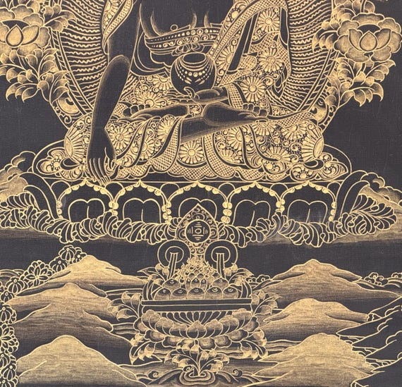 黒と金の釈迦牟尼仏タンカ画｜チベット仏教の伝統的な壁画 - Etsy 日本