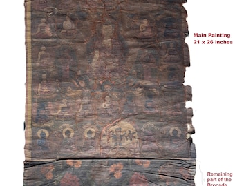 Original hand-painted Antique/Vintage 35 Confession Buddha Tibetan Thangka Painting  from Nepal
