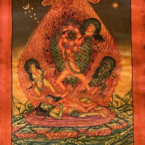 Hand Painted Chhinnamasta Thangka | Tantric Energy Art | Chhinnamastika, Prachanda Chandika | Oil Varnished Jogini Maa Painting