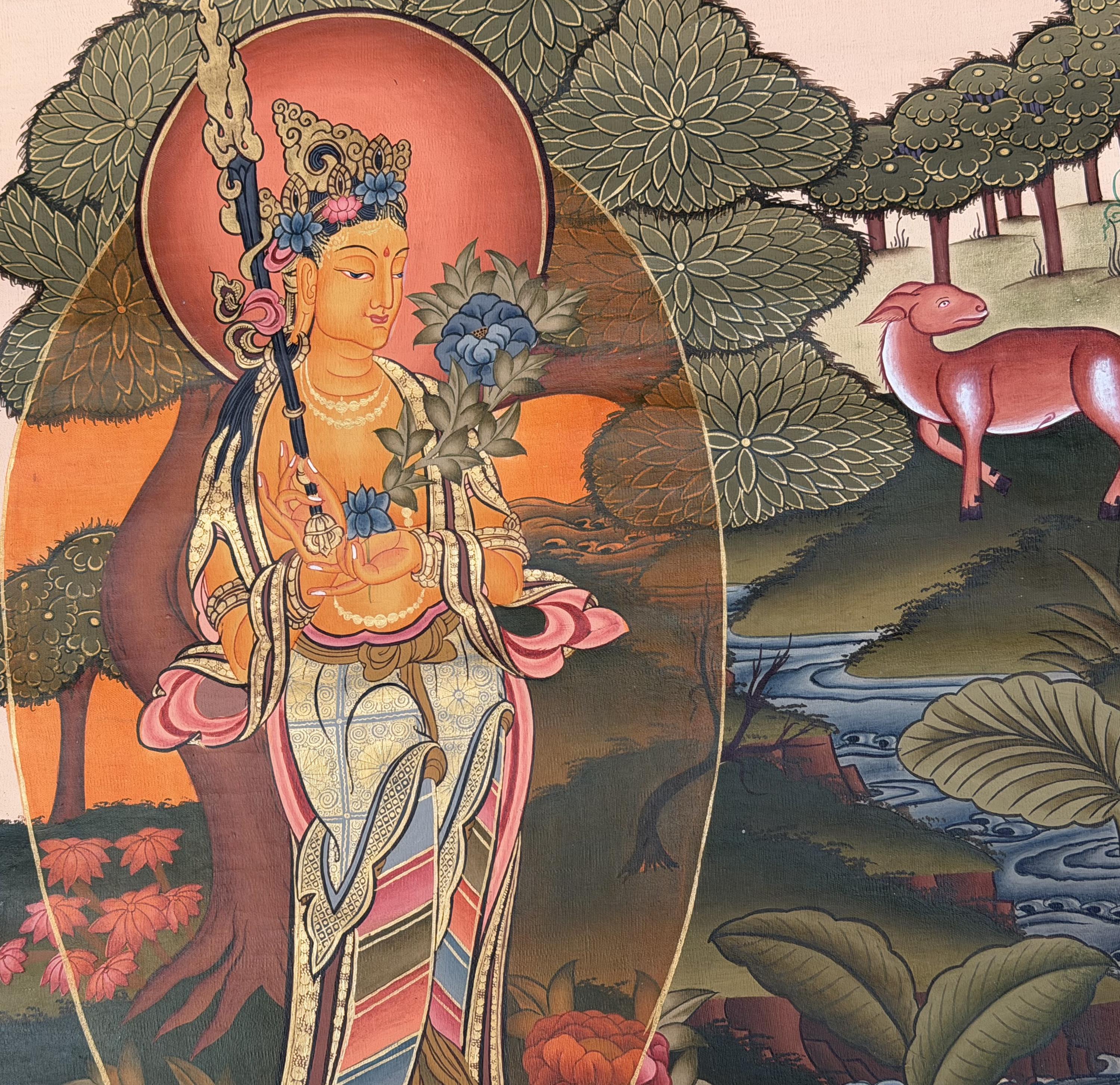 Rig Sung Gompo Thangka Painting – 24K Gold Tibetan Guardian Deity Art ...