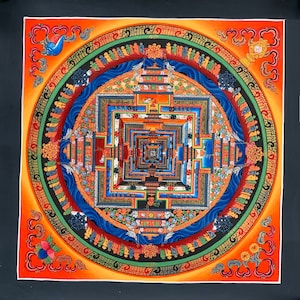 Original Hand-painted Master Quality Kalachakra Mandala/ Wheel of Time Tibetan Thangka Painting image 5