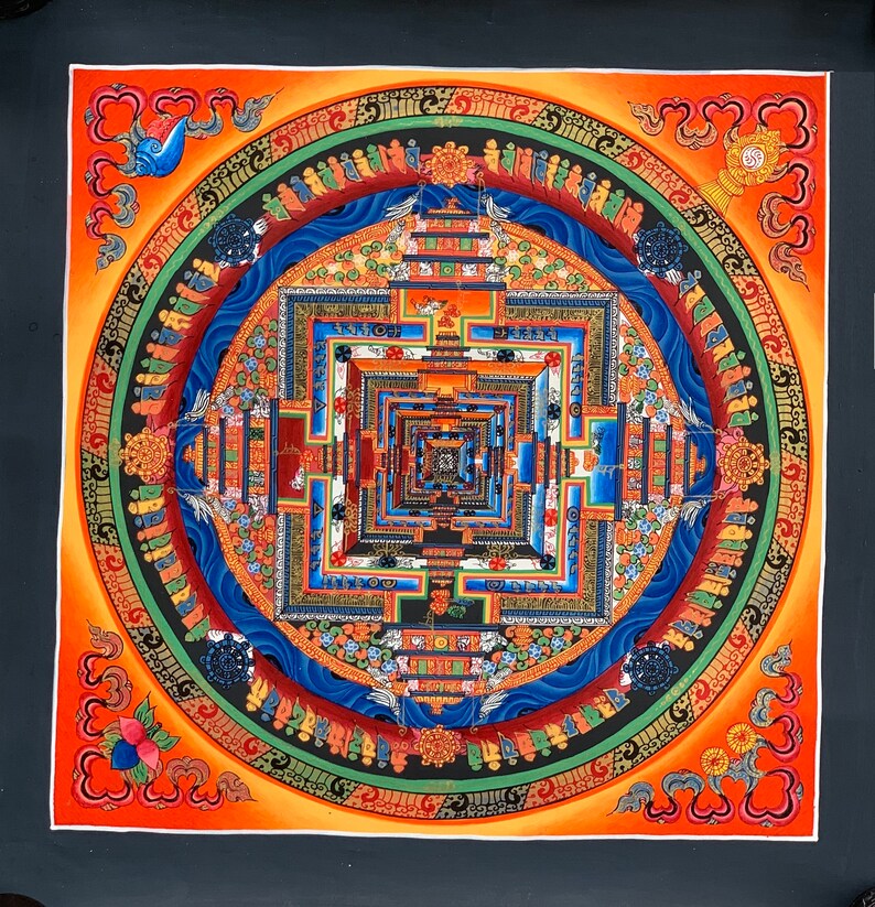 Original Hand-painted Master Quality Kalachakra Mandala/ Wheel of Time Tibetan Thangka Painting image 5