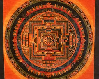 Tibetan Kalachakra Mandala Thangka Painting | Sacred Geometry Wall Art