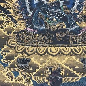 Hand-Painted Yamantaka with Consort Thangka | Wrathful Protector Tibetan Art with Silk Brocade image 12
