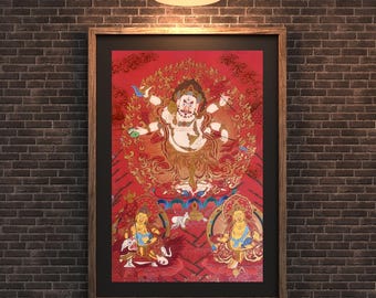 154. 白マハーカーラタンカ：錦織りの仏教美術 - Etsy 日本