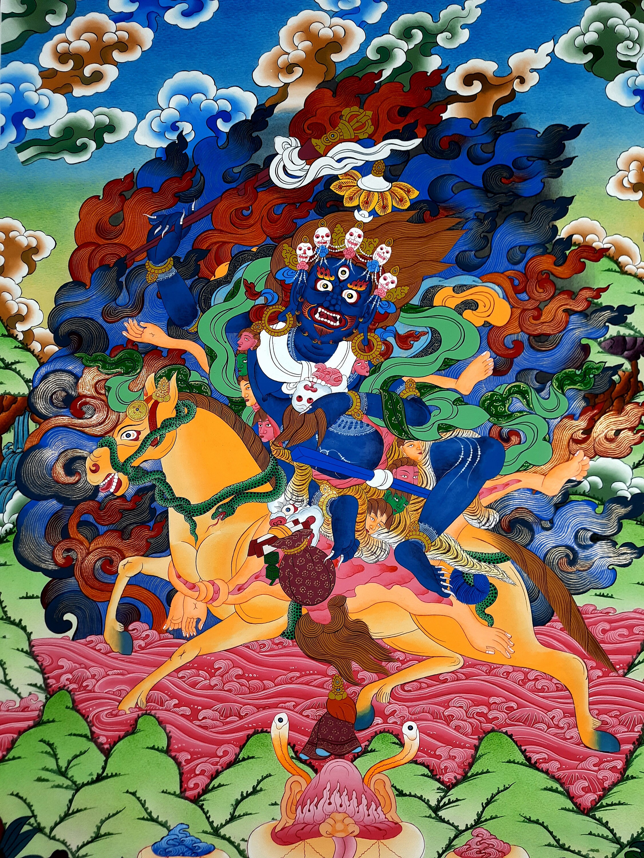 Hand-painted Palden Lhamo Thangka: Tibetan Buddhist Art - Etsy