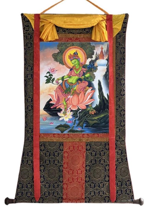 標本 Hyles tatsienluica from Nepal Green Tara Newari Paubha Painting – Hand-painted Himalayan Art