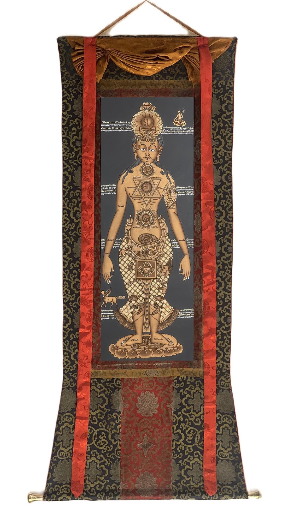 オリジナルの手描きの7つの重要なチャクラ/人体のチャクラ